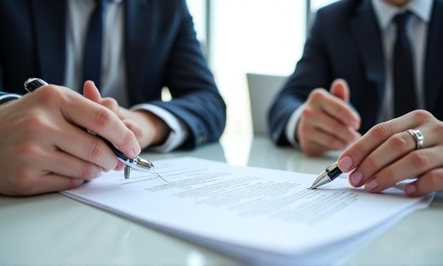 Professionals reviewing a commercial agreement